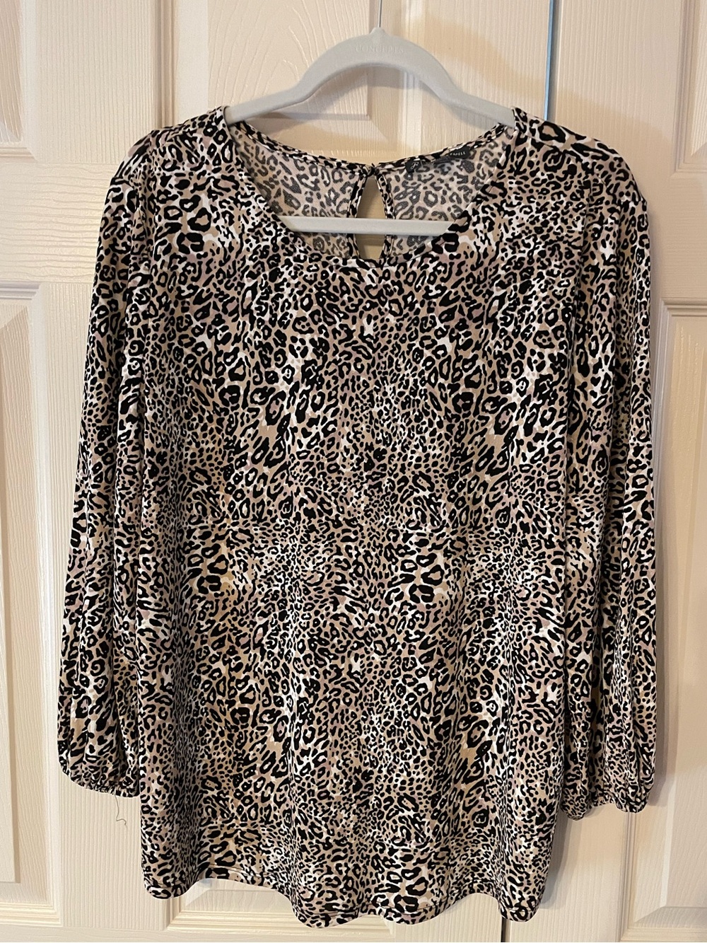 Adrianna Papell, Leopard, Blouse, Stretch, Fall, XL, EUC